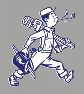 vintage-style-illustration-of-a-whistling-plumber-with-oversized-wrench